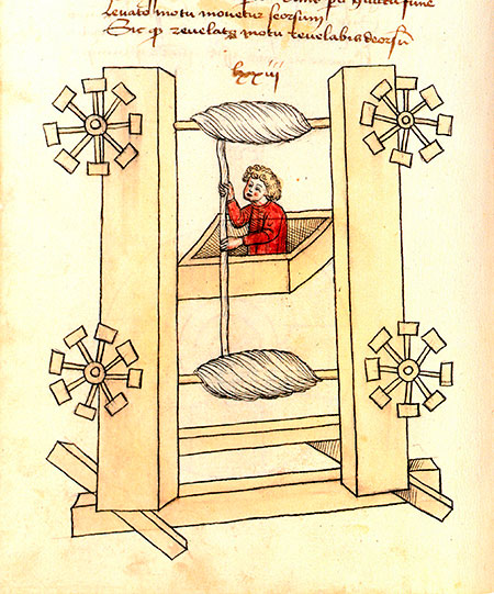 Prototipo de un ascensor, en el siglo XV